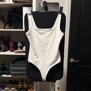 Quince Stretch Cotton Jersey Square Neck Tank Bodysuit NWOT